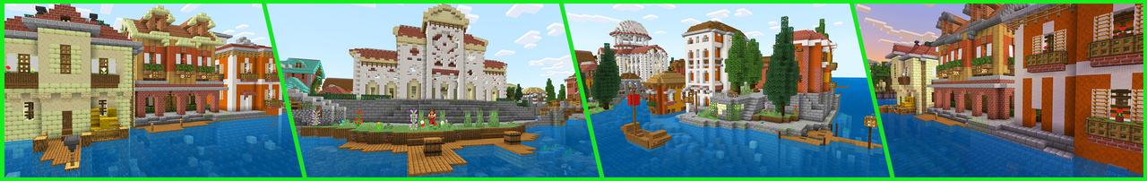 Panorama of the Minecraft Bedrock Marketplace product Life in Venice created by The Craft Stars.
