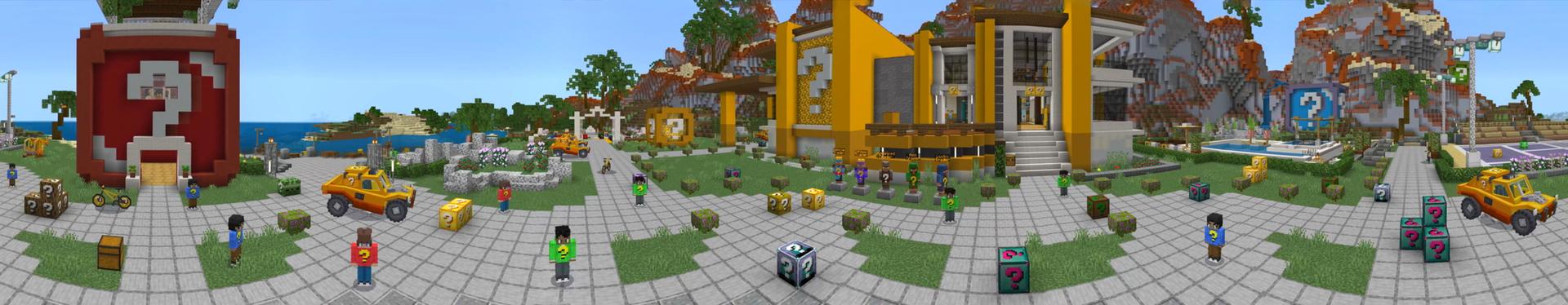 Panorama of the Minecraft Bedrock Marketplace product Lucky Block Mansion created by The Craft Stars.