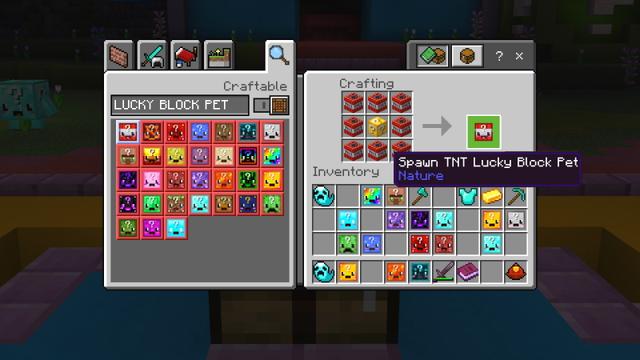 Screenshot of the Minecraft Bedrock Marketplace product Lucky Block Pets created by The Craft Stars.