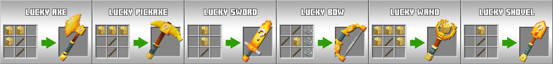 Panorama of the Minecraft Bedrock Marketplace product Lucky Block Tools created by The Craft Stars.