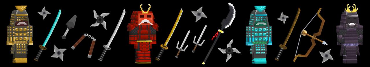 Panorama of the Minecraft Bedrock Marketplace product Ninja Weapons created by The Craft Stars.
