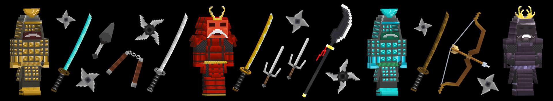 Panorama of the Minecraft Bedrock Marketplace product Ninja Weapons created by The Craft Stars.