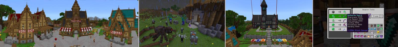 Panorama of the Minecraft Bedrock Marketplace product OP Traders Expansion created by The Craft Stars.