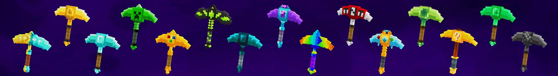 Panorama of the Minecraft Bedrock Marketplace product PRO PICKAXE - 20+ Pickaxes created by The Craft Stars.