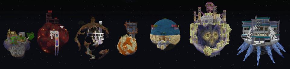 Panorama of the Minecraft Bedrock Marketplace product Skyblock Sci-Fi created by The Craft Stars.