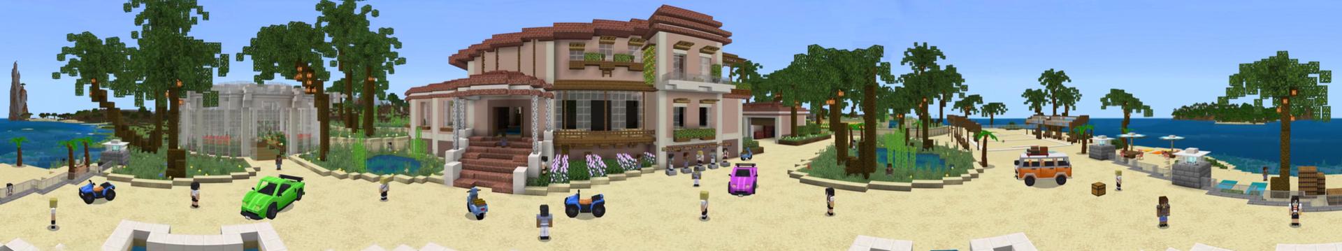 Panorama of the Minecraft Bedrock Marketplace product Summer Mansion created by The Craft Stars.