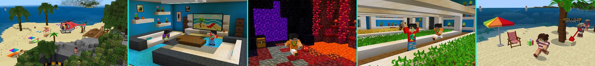 Panorama of the Minecraft Bedrock Marketplace product Summer Secret Bunker created by The Craft Stars.