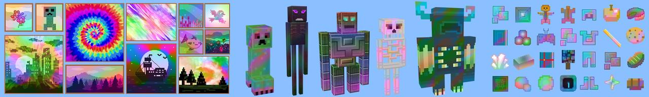 Panorama of the Minecraft Bedrock Marketplace product Tie Dye - Texture Pack created by The Craft Stars.