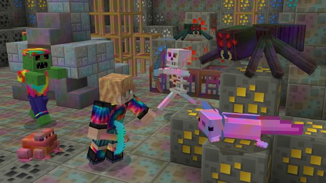 Screenshot of the Minecraft Bedrock Marketplace product Tie Dye - Texture Pack created by The Craft Stars.