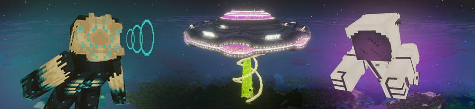 Panorama of the Minecraft Bedrock Marketplace product UFO Station created by The Craft Stars.