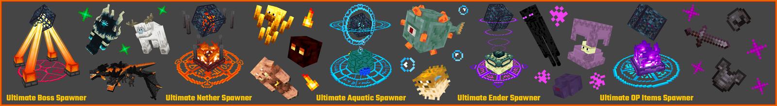 Panorama of the Minecraft Bedrock Marketplace product Ultimate OP Spawners created by The Craft Stars.