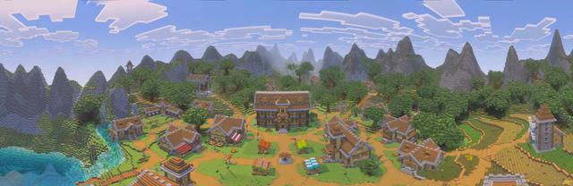 Panorama of the Minecraft Bedrock Marketplace product Ultimate Village Survival created by The Craft Stars.