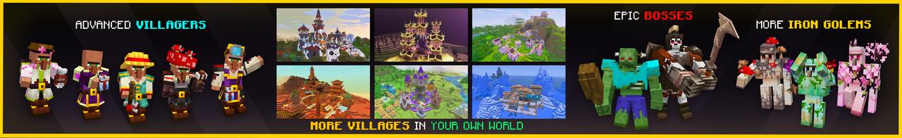 Panorama of the Minecraft Bedrock Marketplace product Village Expansion Add-On created by The Craft Stars.