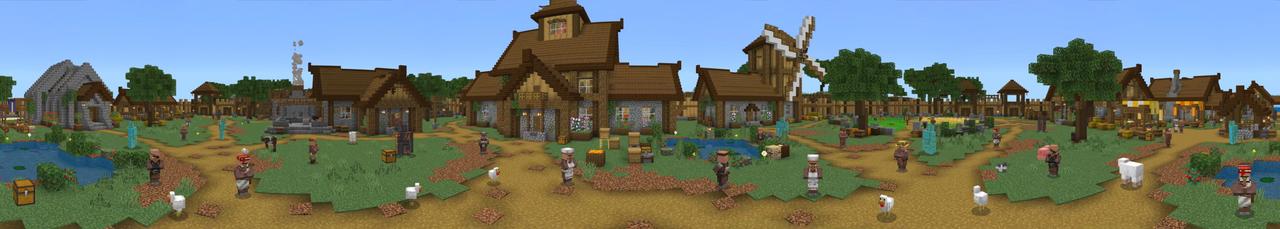 Panorama of the Minecraft Bedrock Marketplace product Village created by The Craft Stars.