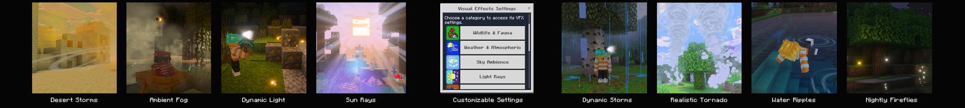 Panorama of the Minecraft Bedrock Marketplace product Visual Effects Add-On created by The Craft Stars.