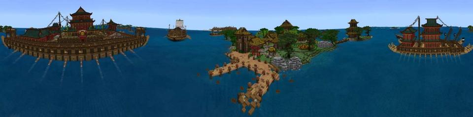 Panorama of the Minecraft Bedrock Marketplace product Warship Empire - Battle Fleet created by The Craft Stars.
