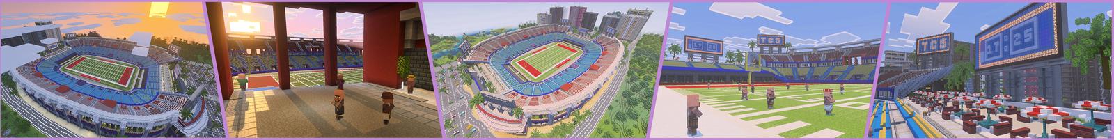 Panorama of the Minecraft Bedrock Marketplace product World's Biggest Stadium created by The Craft Stars.