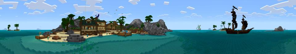 Panorama of the Minecraft Bedrock Marketplace product Pirate's Fortune created by The Hive.