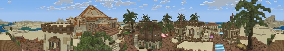 Panorama of the Minecraft Bedrock Marketplace product Ancient Pyramid City created by The Lucky Petals.