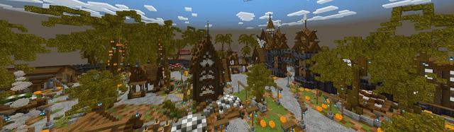 Panorama of the Minecraft Bedrock Marketplace product Haunted Village created by The Lucky Petals.