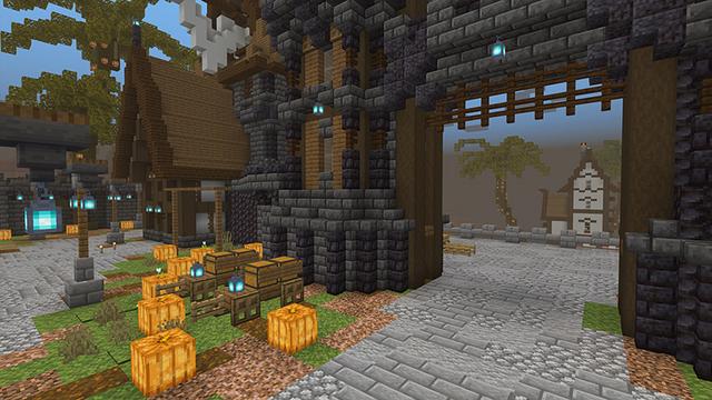 Screenshot of the Minecraft Bedrock Marketplace product Haunted Village created by The Lucky Petals.