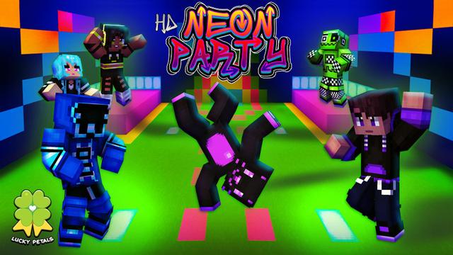 Thumbnail of the Minecraft Bedrock Marketplace product HD Neon Party created by The Lucky Petals.