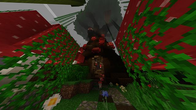 Screenshot of the Minecraft Bedrock Marketplace product Mushroom Island created by The Lucky Petals.