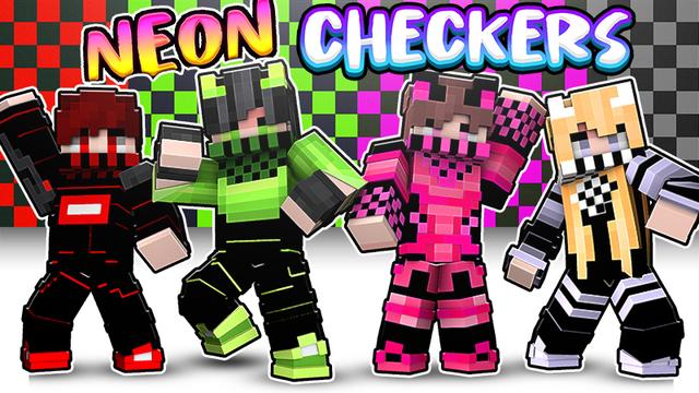 Thumbnail of the Minecraft Bedrock Marketplace product Neon Checkers created by The Lucky Petals.