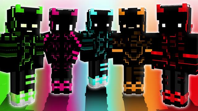 Thumbnail of the Minecraft Bedrock Marketplace product Neon Gamer Demons created by The Lucky Petals.