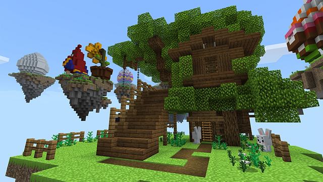 Screenshot of the Minecraft Bedrock Marketplace product SkyBlock Egg Hunt created by The Lucky Petals.