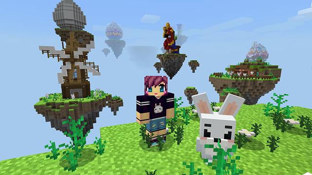 Screenshot of the Minecraft Bedrock Marketplace product SkyBlock Egg Hunt created by The Lucky Petals.