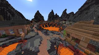 Screenshot of the Minecraft Bedrock Marketplace product Volcano Village created by The Lucky Petals.