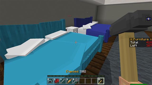 Screenshot of the Minecraft Bedrock Marketplace product Furniture Fury created by The Misfit Society.