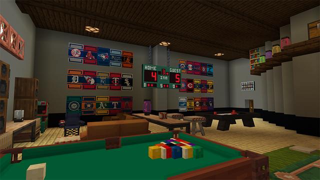 Screenshot of the Minecraft Bedrock Marketplace product MLB Fan Cave Add-On created by The Misfit Society.