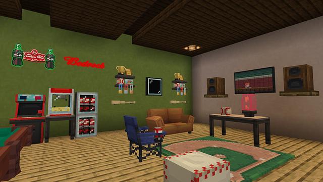 Screenshot of the Minecraft Bedrock Marketplace product MLB Fan Cave Add-On created by The Misfit Society.