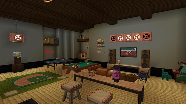 Screenshot of the Minecraft Bedrock Marketplace product MLB Fan Cave Add-On created by The Misfit Society.