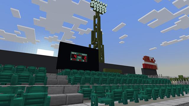Screenshot of the Minecraft Bedrock Marketplace product MLB Fan Cave Add-On created by The Misfit Society.