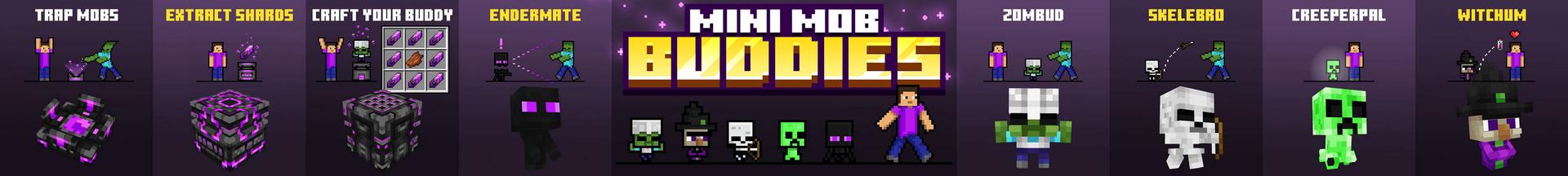 Panorama of the Minecraft Bedrock Marketplace product Mini Mob Buddies Add-On created by The Pocalypse Studios.