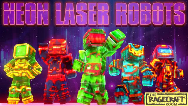 Thumbnail of the Minecraft Bedrock Marketplace product Neon Laser Robots created by The Rage Craft Room.