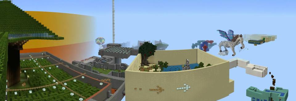 Panorama of the Minecraft Bedrock Marketplace product Parkour Dystopia created by The Rage Craft Room.