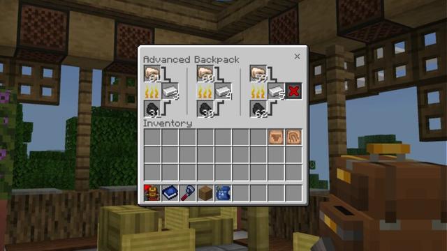 Screenshot of the Minecraft Bedrock Marketplace product Backpacks++ Add-On created by ThunderAy.