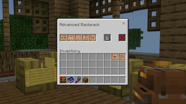 Screenshot of the Minecraft Bedrock Marketplace product Backpacks++ Add-On created by ThunderAy.