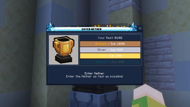 Screenshot of the Minecraft Bedrock Marketplace product Speedrun World created by Timbers Studio Ltd.