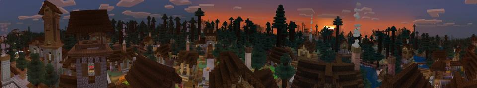 Panorama of the Minecraft Bedrock Marketplace product Backpacks Village created by TNTgames.