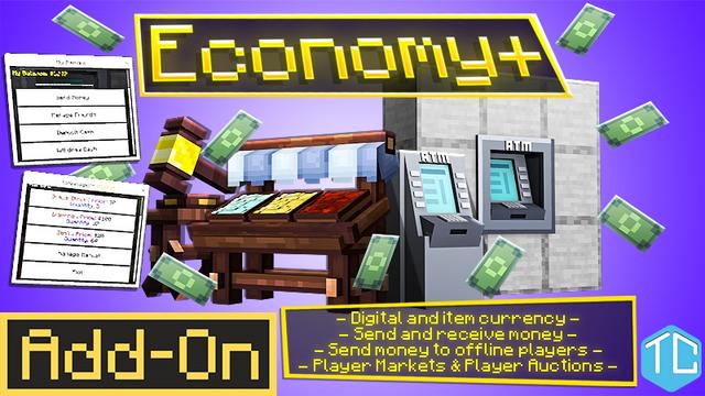 Thumbnail of the Minecraft Bedrock Marketplace product Economy+ created by Tomhmagic Creations.