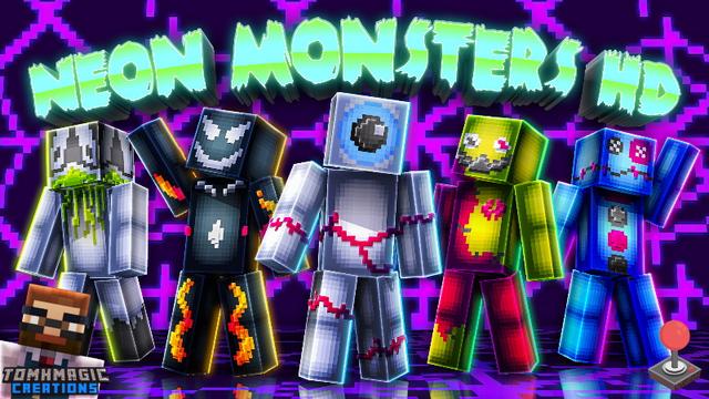 Thumbnail of the Minecraft Bedrock Marketplace product Neon Monsters HD created by Tomhmagic Creations.