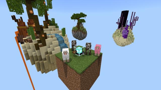 Screenshot of the Minecraft Bedrock Marketplace product One Block: Classic created by Tomhmagic Creations.