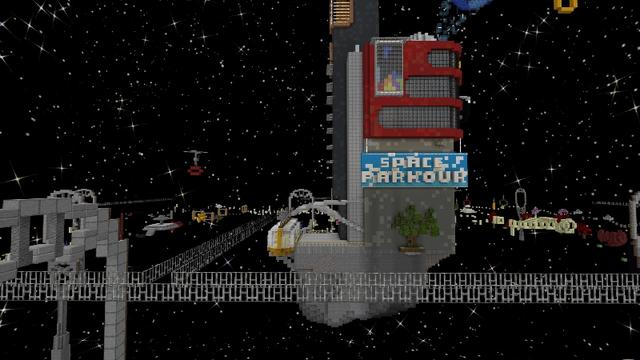 Screenshot of the Minecraft Bedrock Marketplace product Space Parkour created by Tomhmagic Creations.