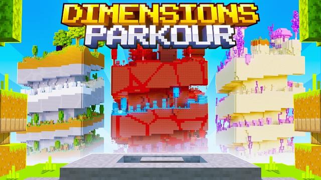 Thumbnail of the Minecraft Bedrock Marketplace product Dimensions Parkour created by Tristan Productions.