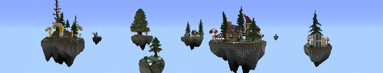 Panorama of the Minecraft Bedrock Marketplace product Holiday Skyblock created by Tristan Productions.